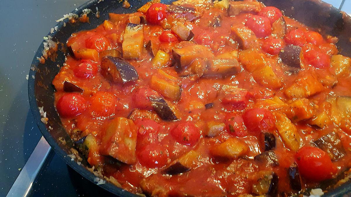 recette Pâtes aux aubergines et aux tomates