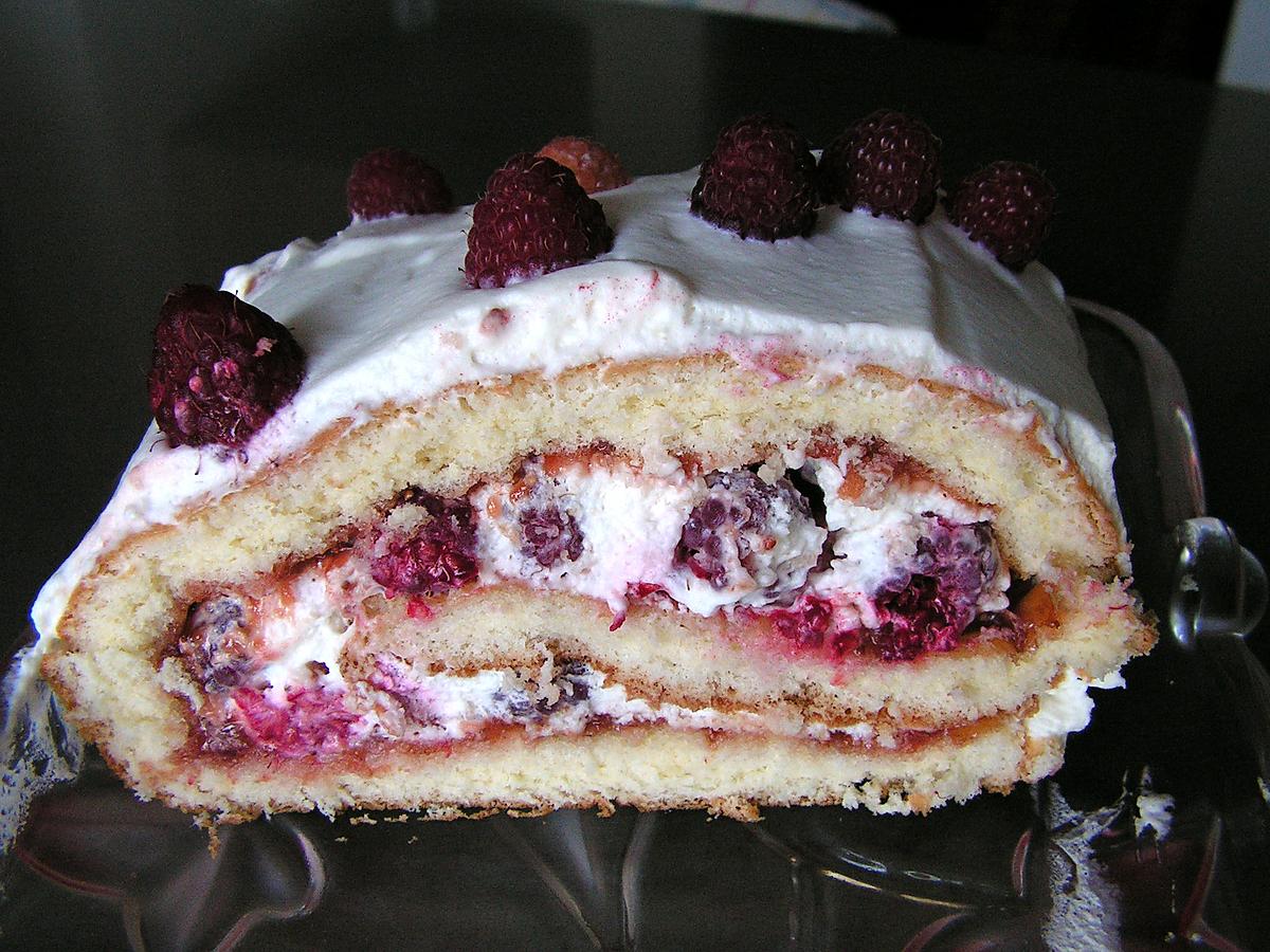 recette Biscuit roulé aux framboises