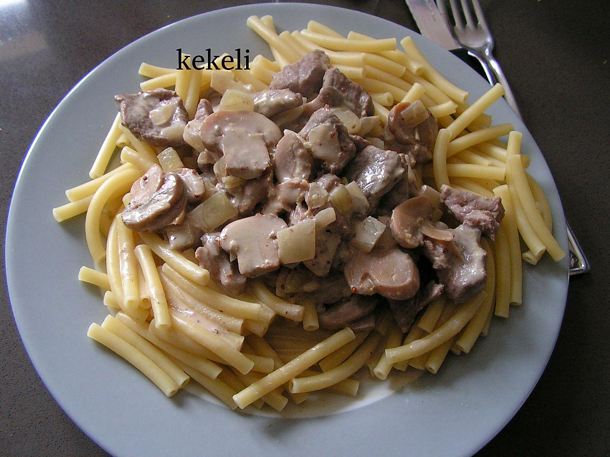 recette Emincé de bœuf crème -moutarde