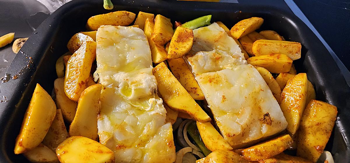 recette Morue au four avec poivrons oignons et pommes de terre