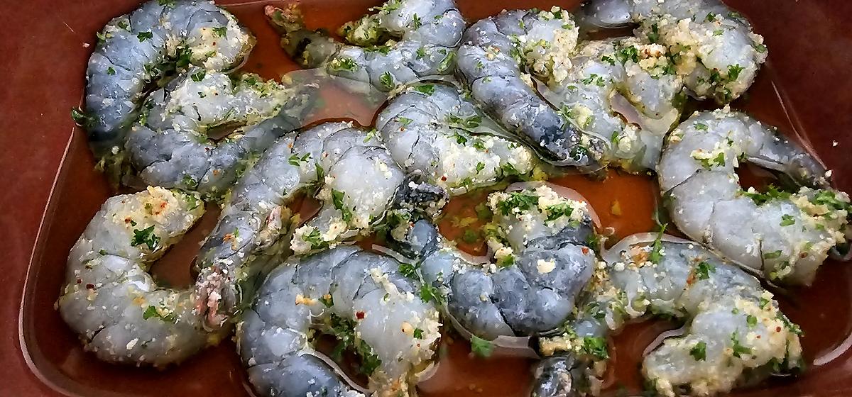 recette Crevettes au four à l’ail , persil  huile d'olive