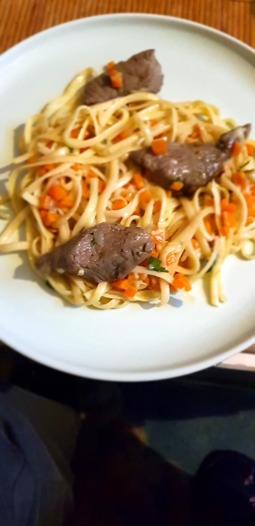 recette Pavés de boeuf aux linguines