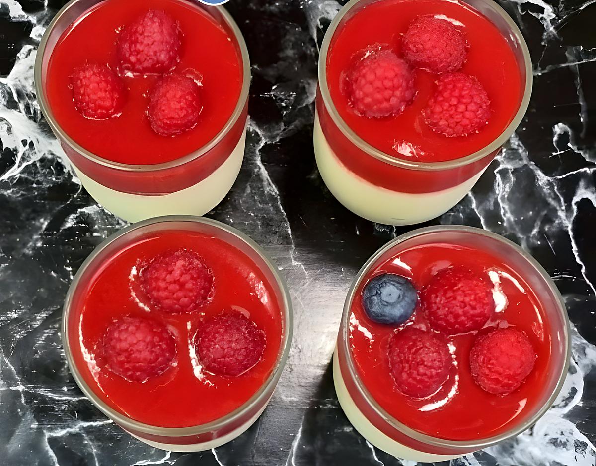 recette Panna cotta aux fraises et aux myrtilles.