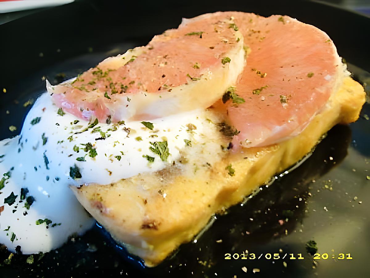 recette pavé de saumon grillé, chantilly de fromage blanc aux agrumes