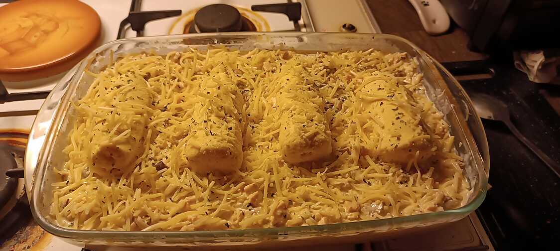 Recette de Quenelles soufflé gratinées riz, poulet, champignons