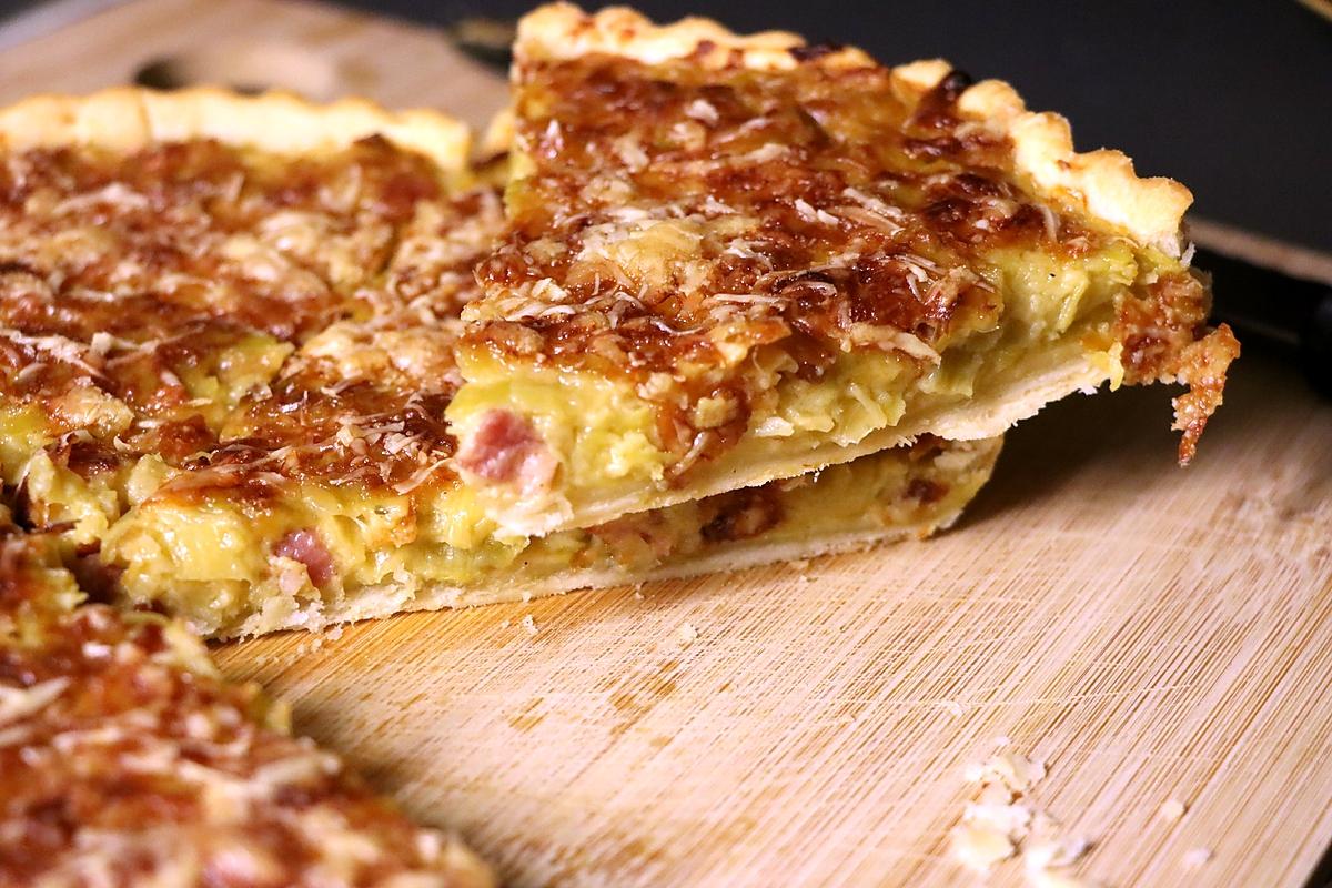 recette Quiche ou tarte aux poireaux et  ses petits lardons