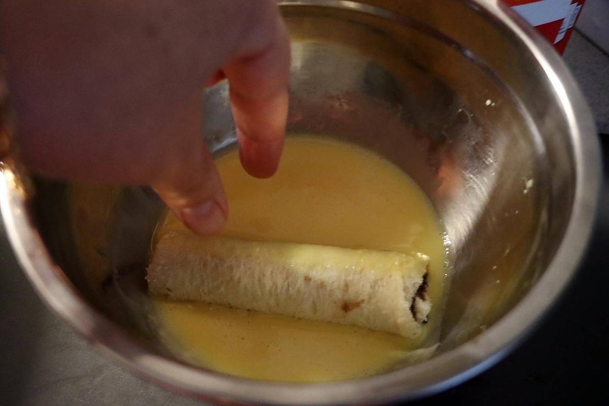 recette Roulé façon pain perdu coeur pâte à tartiner