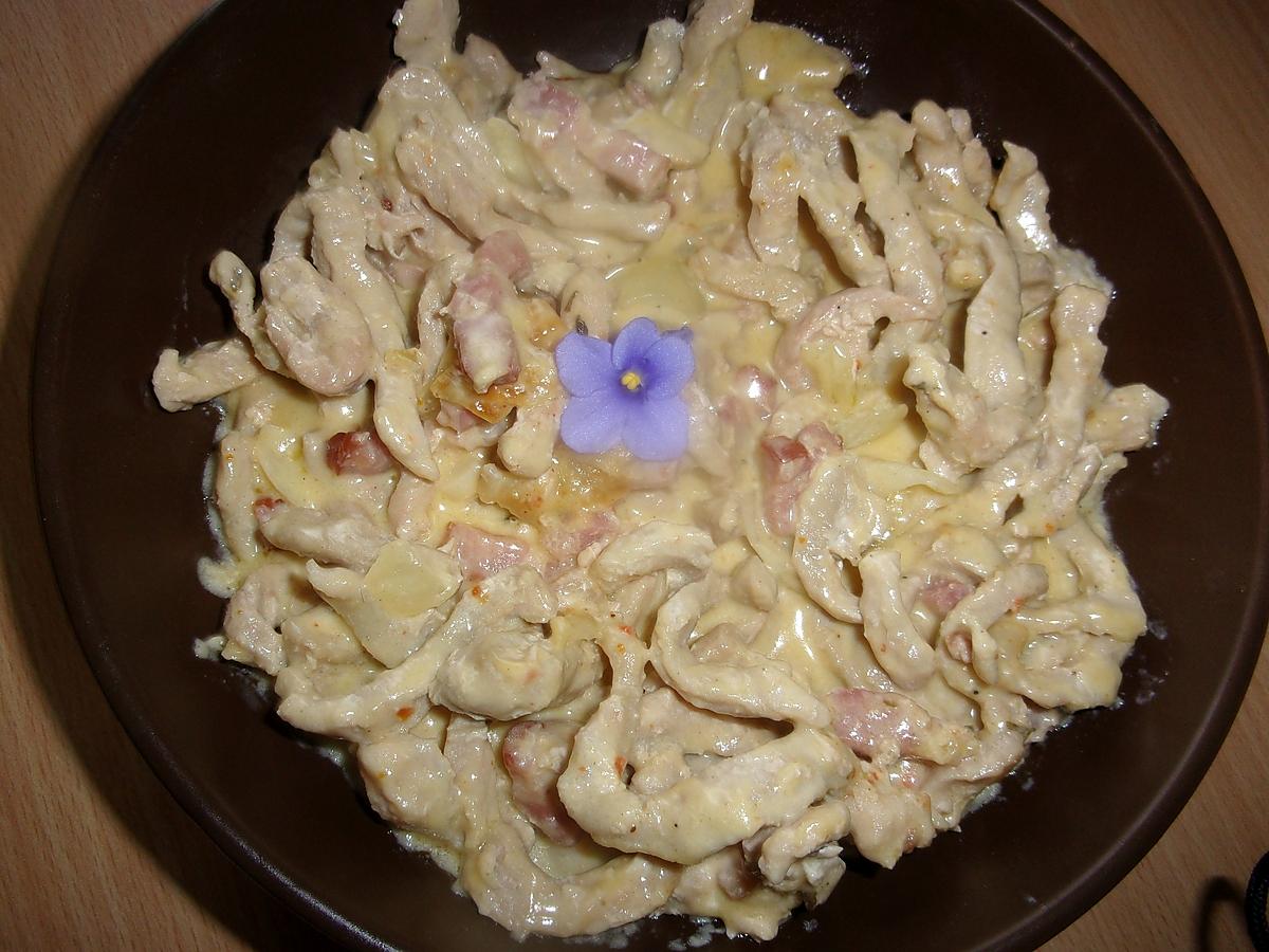 recette Emincé de dinde à la crème fraiche.lardons fumés.