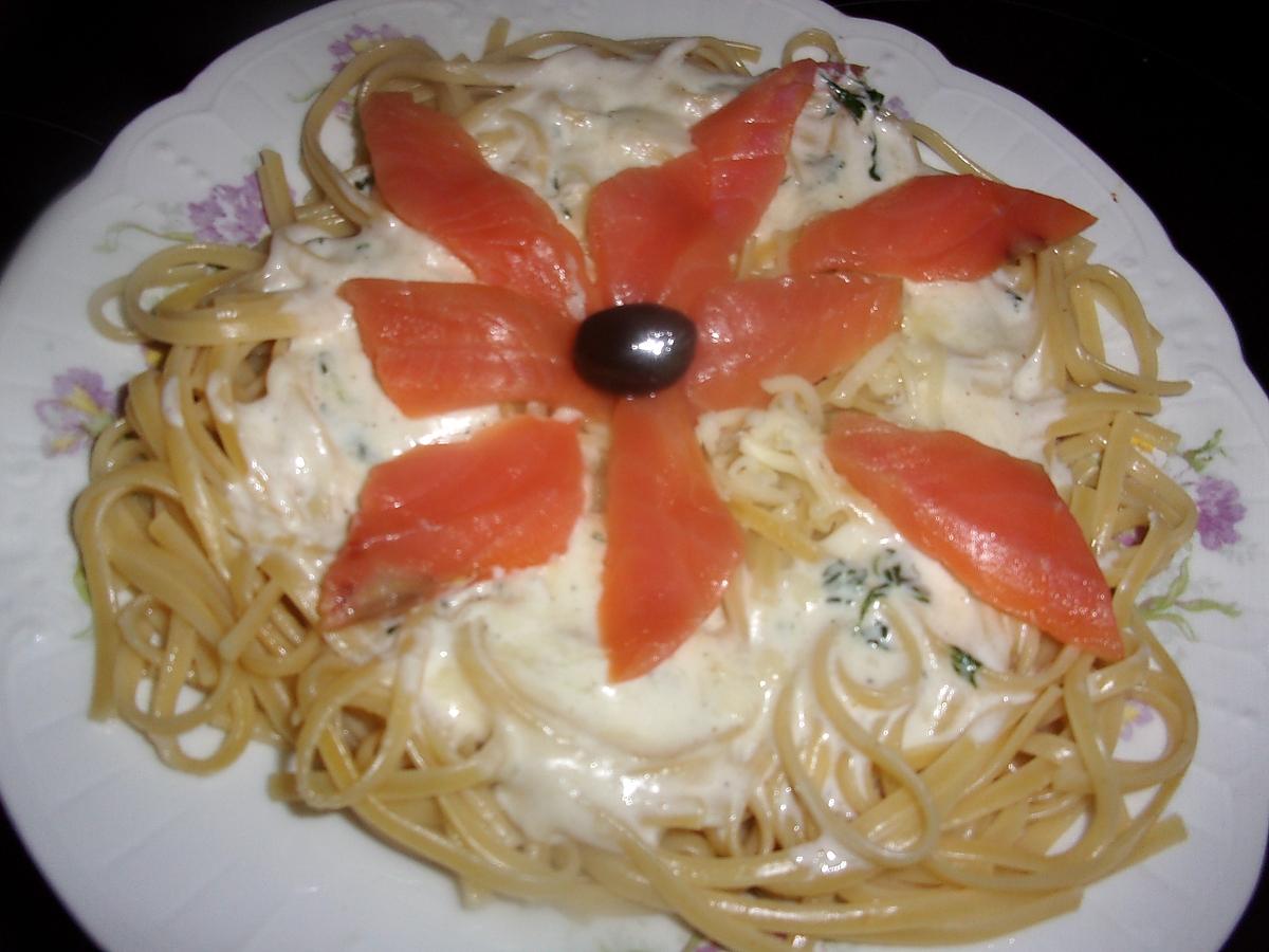 recette Pâte Linguine au saumon rose.à la crème.