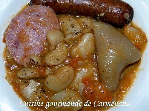 recette Haricots (Garrofon) de Valence à la saucisse fumée