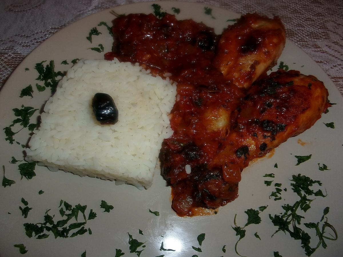 recette Pillons de poulet,sauce tomate Basquaise.