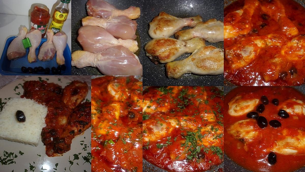 recette Pillons de poulet,sauce tomate Basquaise.