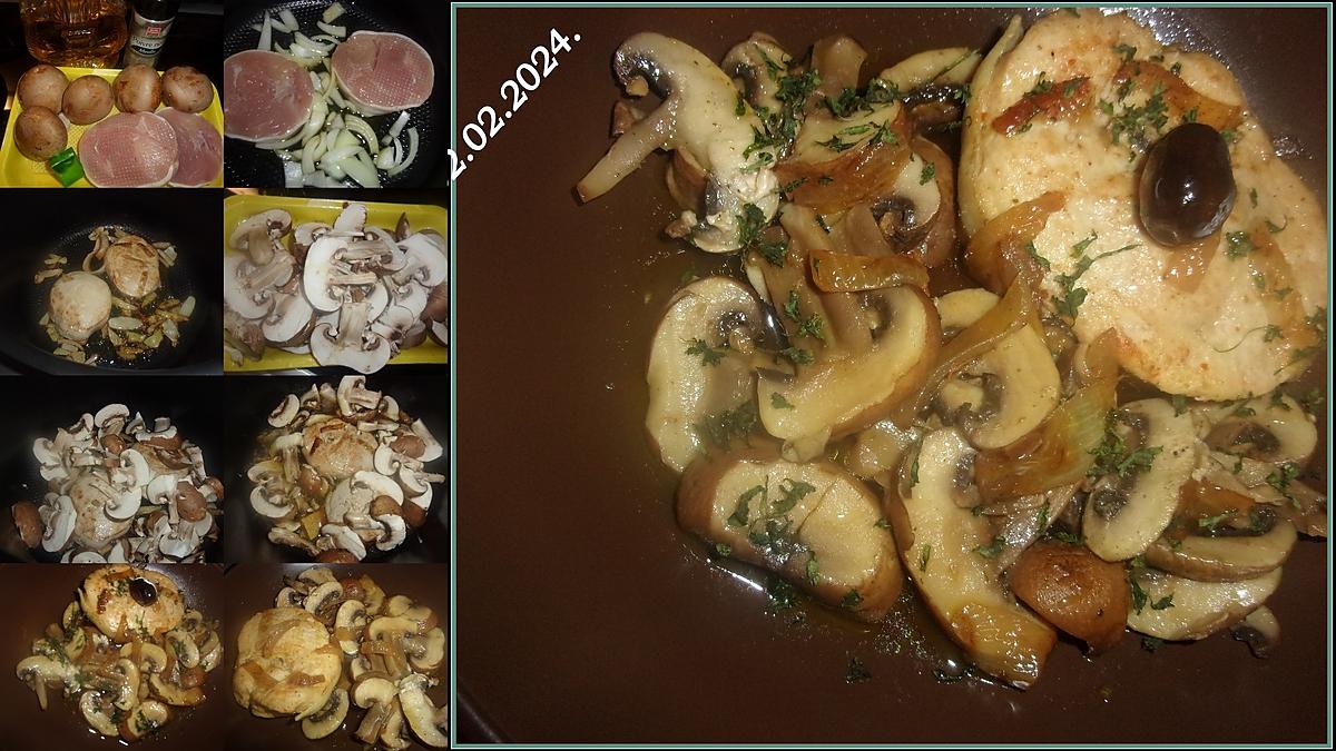 recette Tournedos de filet de dinde. aux champignons brun.au cookéo.