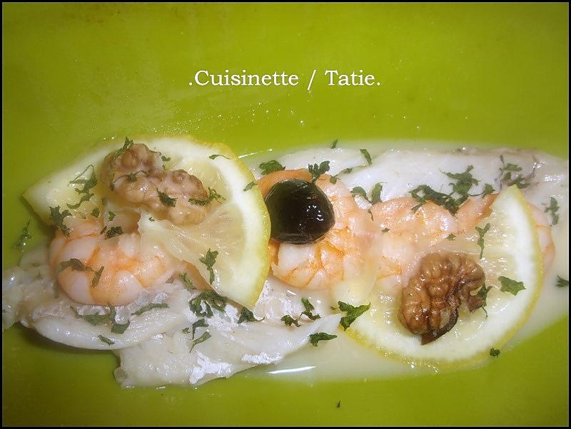 recette Papillottes de merlan.crevettes.citron.micro-ondes.