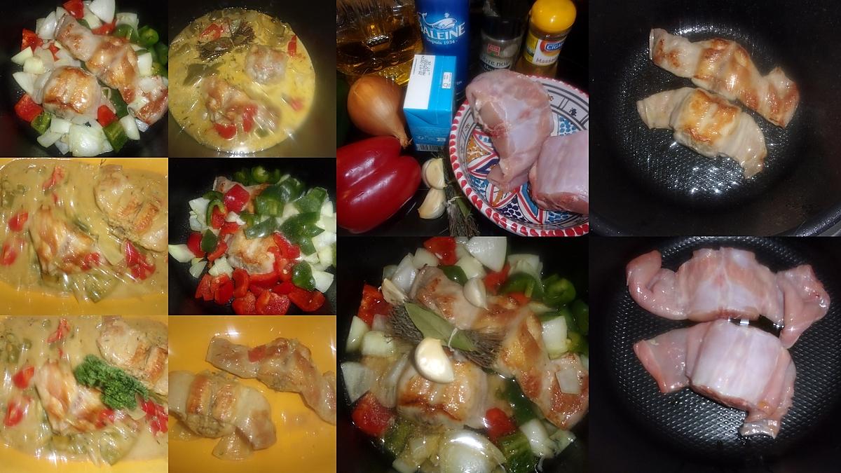 recette Râble de lapin aux poivrons,oignons,sauce au Massalé.au Cookéo.