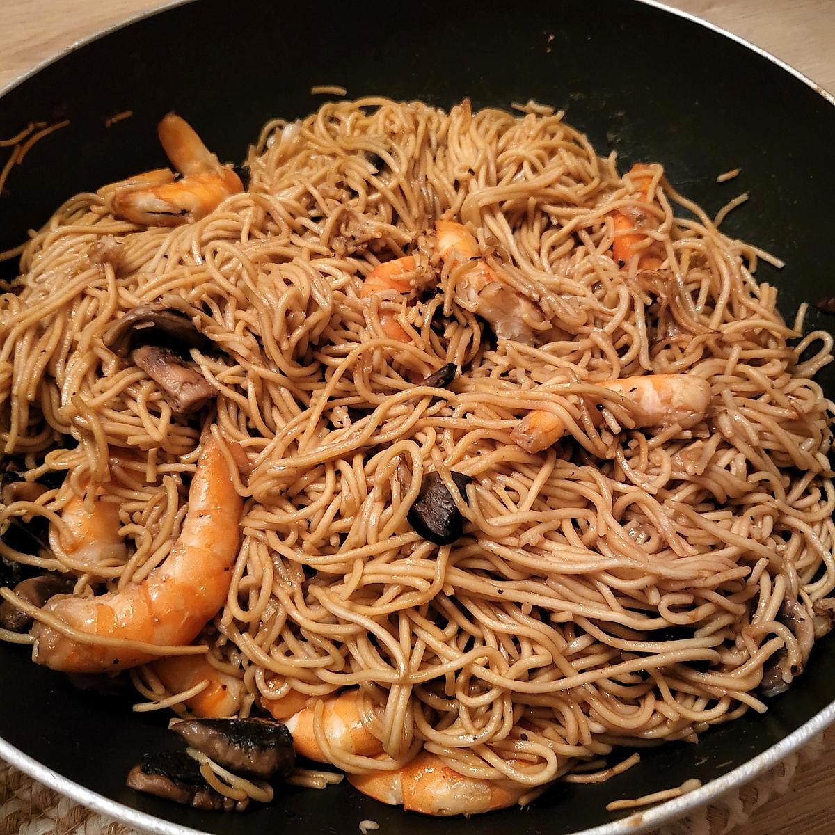 recette Nouilles chinoises aux crevettes