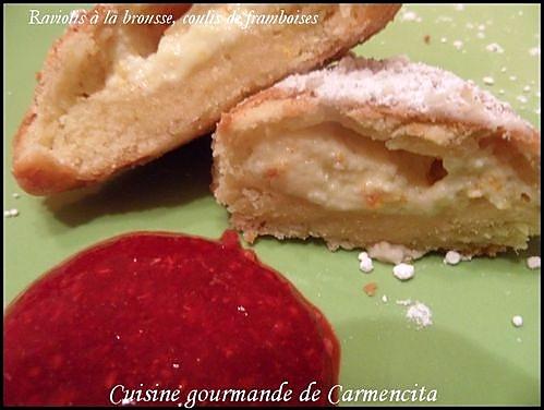 recette Raviolis à la brousse et son coulis de framboises