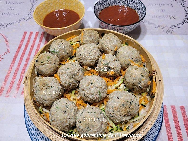 recette Boulettes vapeur poulet et crevettes sauce aigre douce