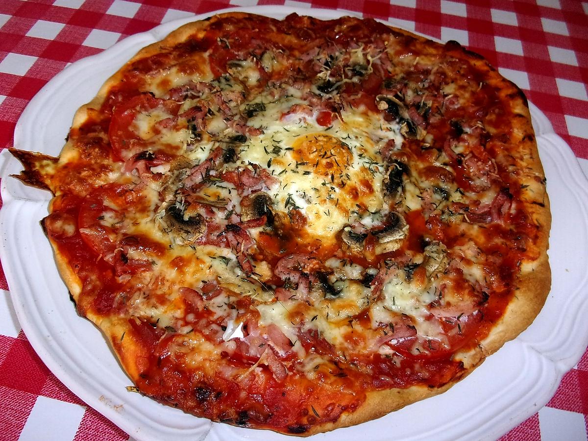 recette Pizza aux champignons,bacon,mozzarella.