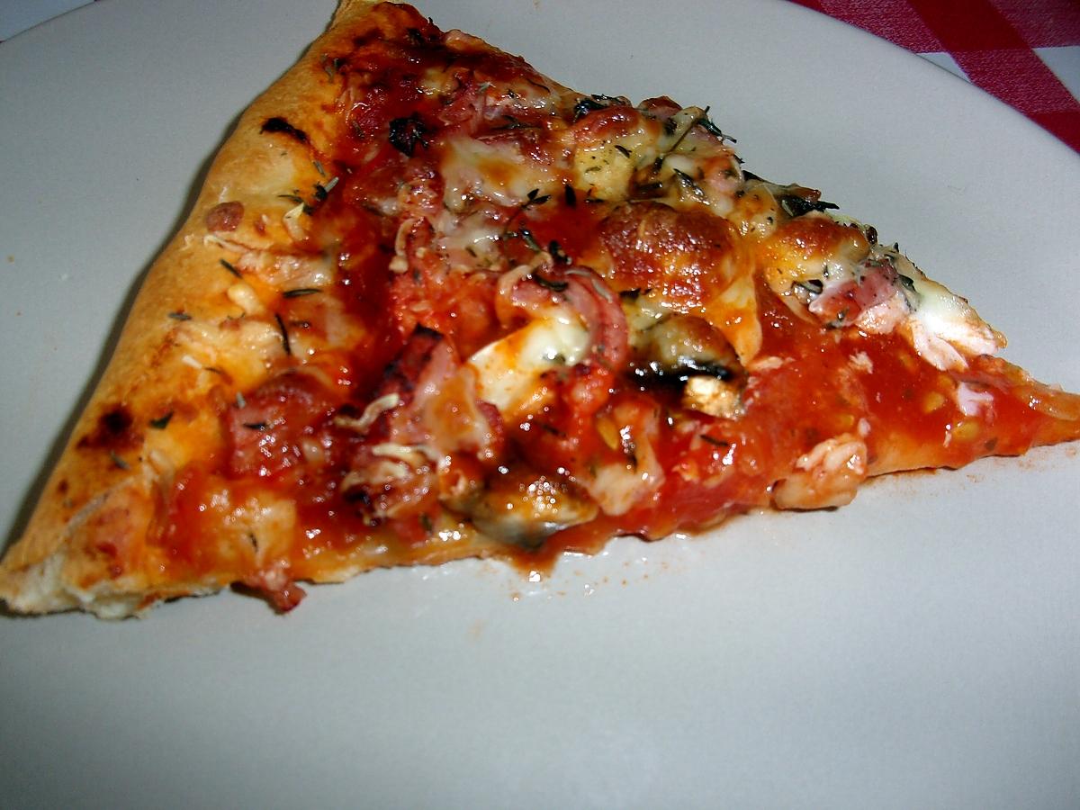 recette Pizza aux champignons,bacon,mozzarella.