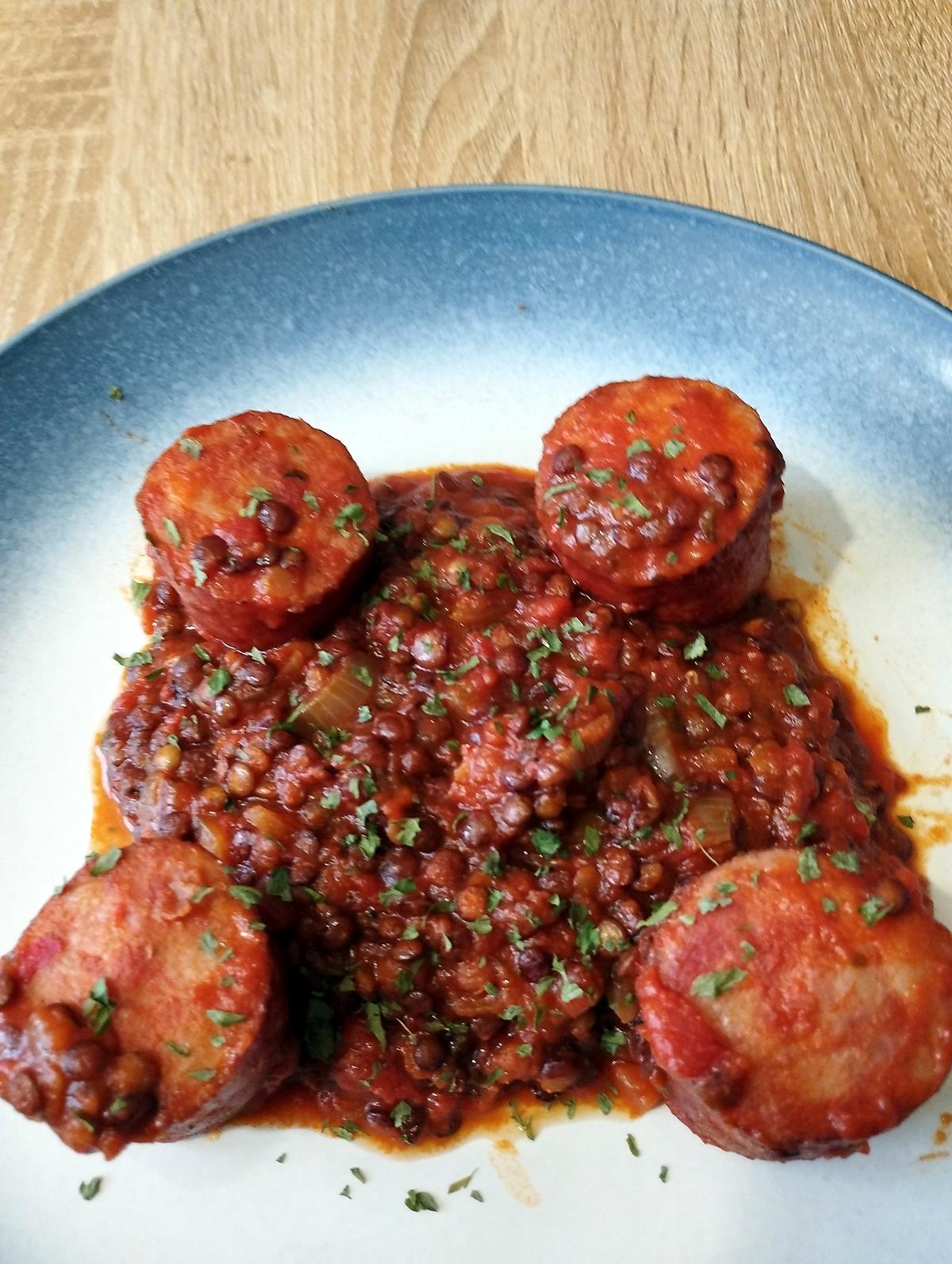 recette lentilles au saucisson a l'ail et sauce tomate au cookeo