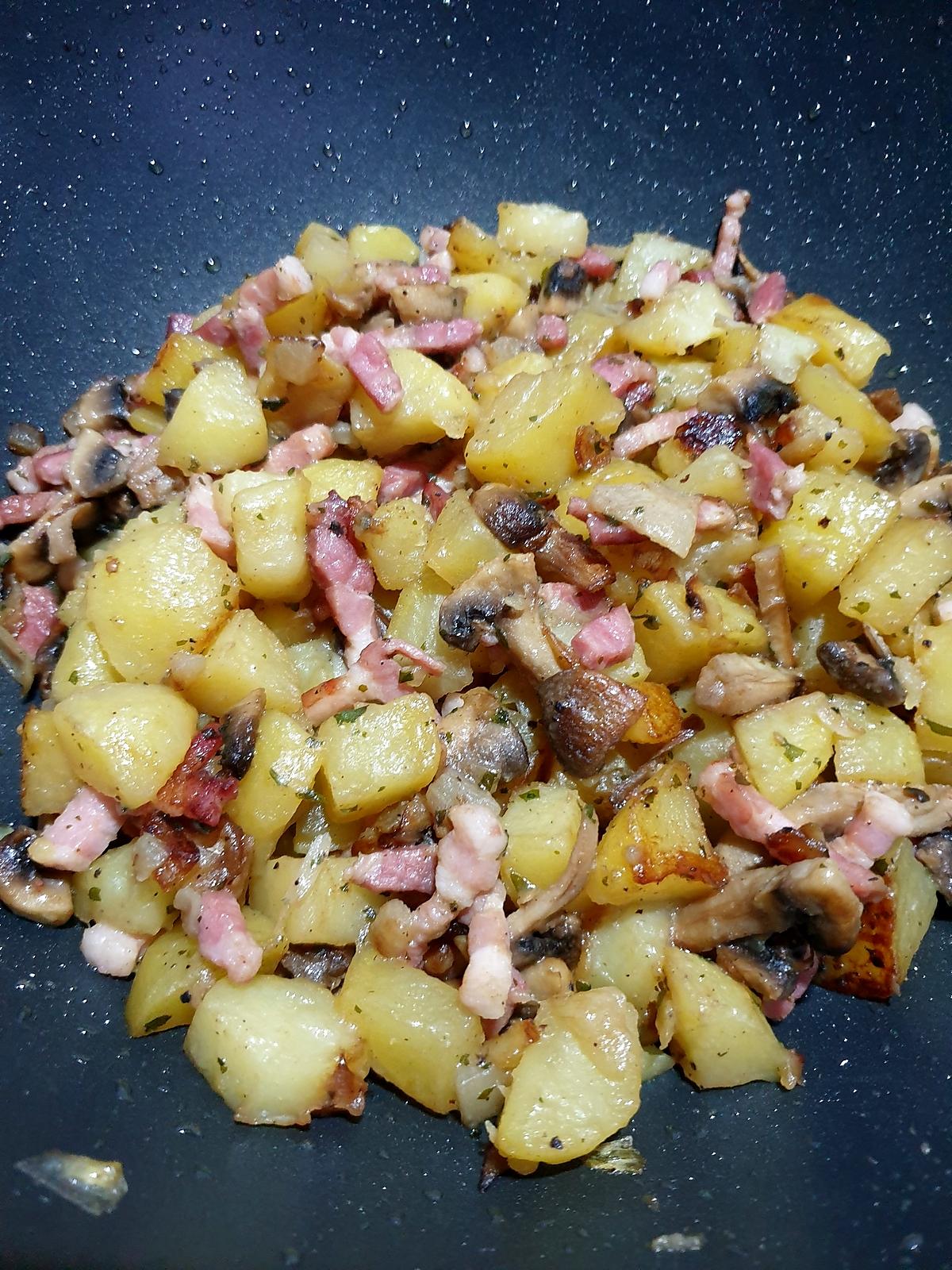 recette Pommes sautées aux lardons champignons