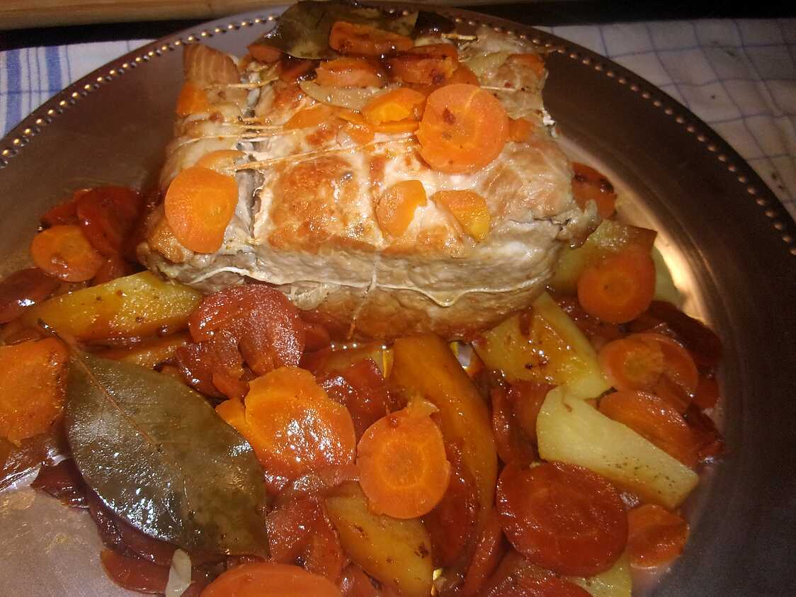 Rôti De Porc Carottes Pommes De Terre Au Four Recette de Rôti de porc aux carottes, p de terre.oignon.au Cookéo.
