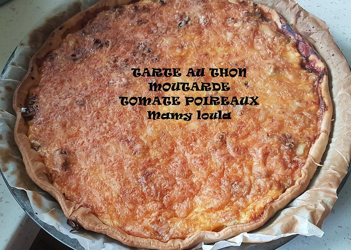 recette Tarte au thon, moutarde, tomate, poireaux.