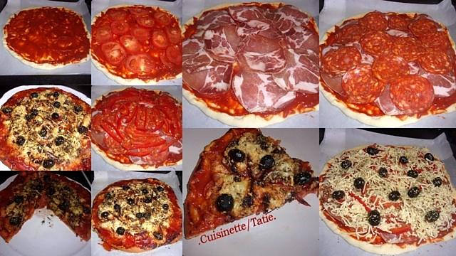 recette Pizza au bacon,chorizo,poivron,râpé.
