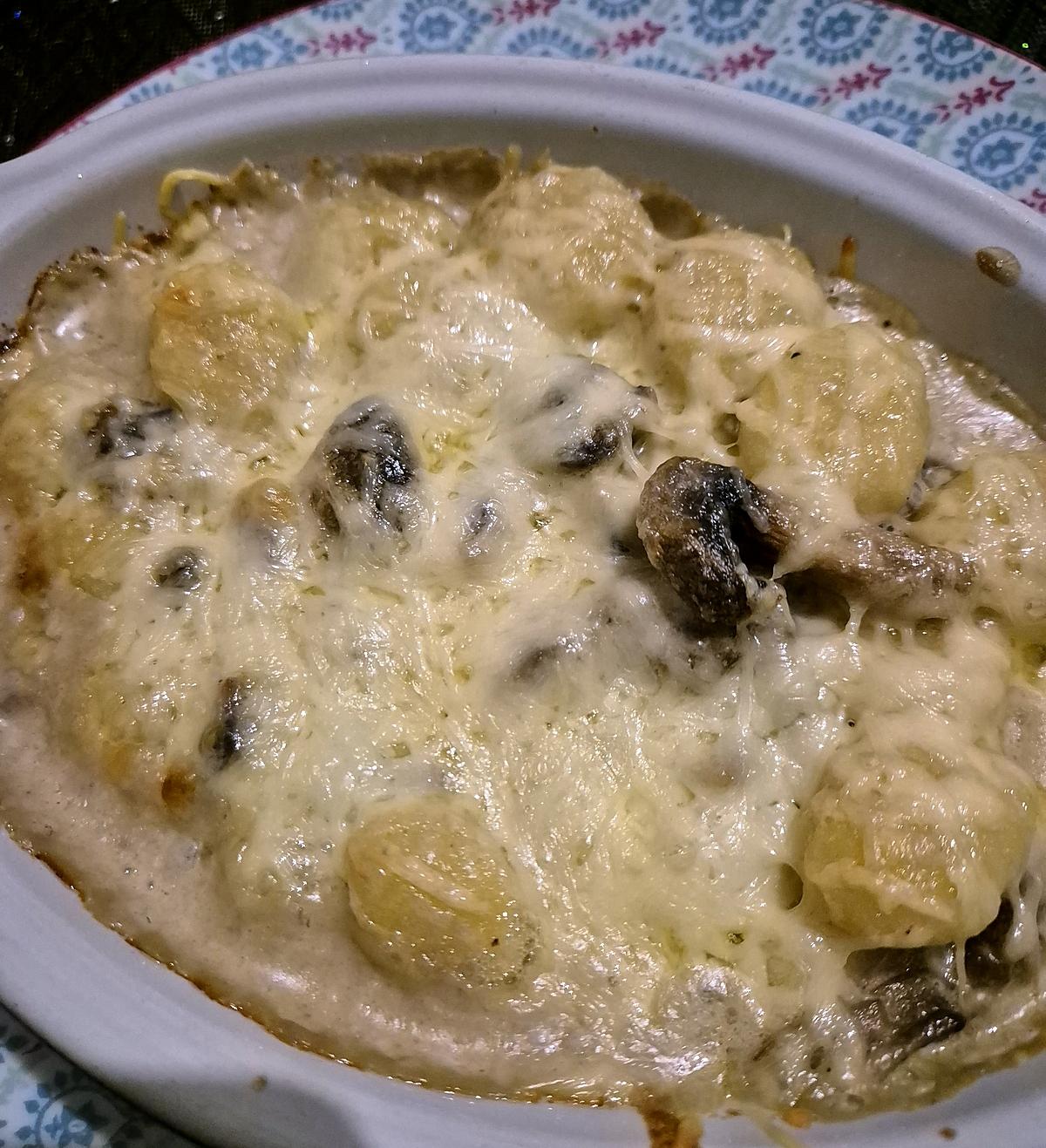 recette Gratin de Gnocchis aux champignons