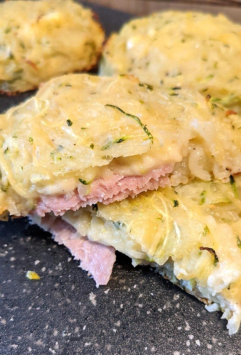 recette Galettes de courgettes au bacon gratinées