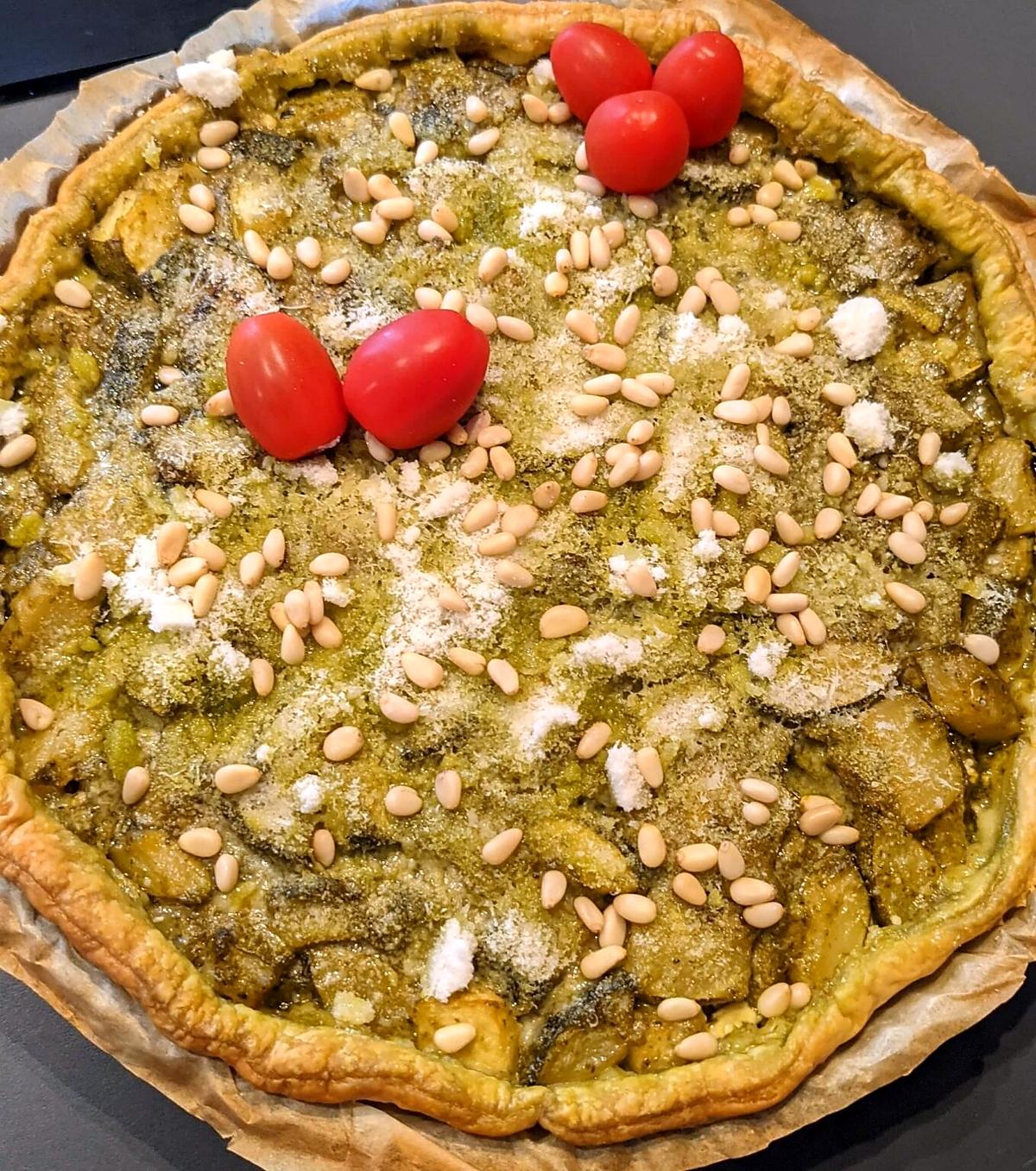 recette Tarte courgettes et pesto (simple et rapide)