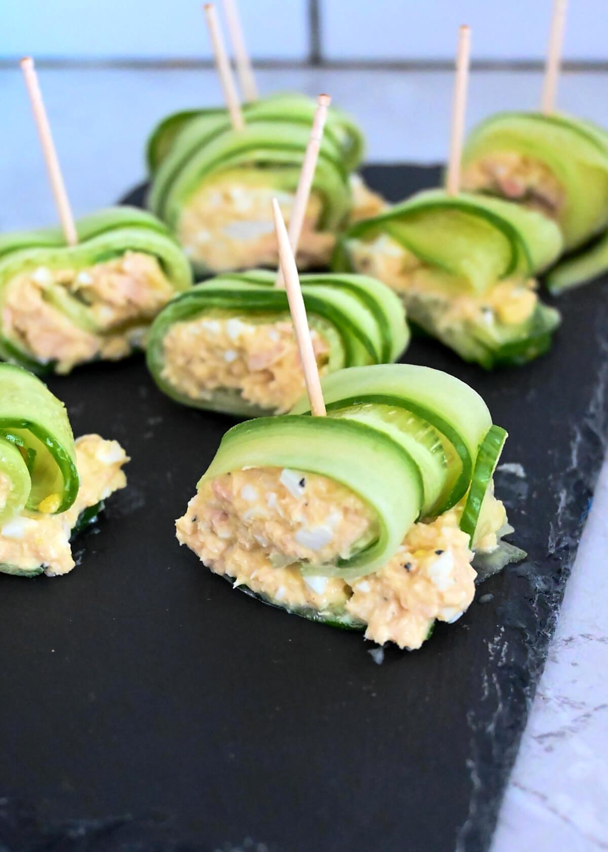 recette Roulés apéritifs au concombre