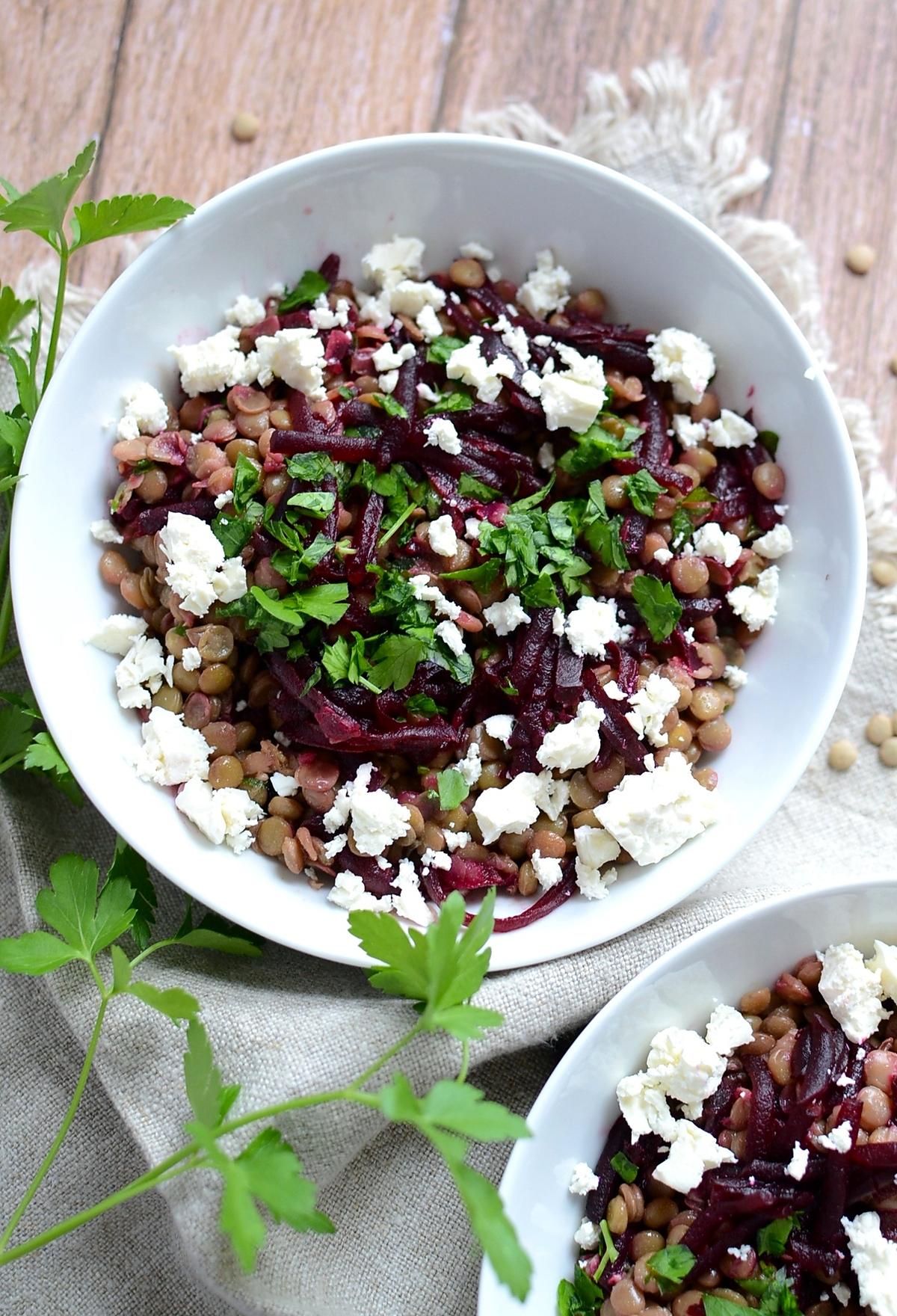 recette Salade de lentilles, betterave et féta