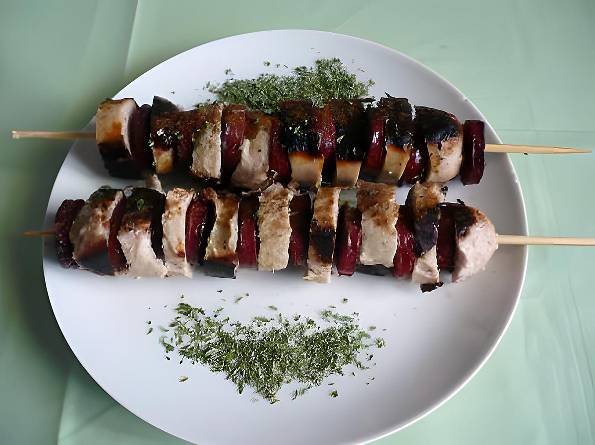 recette Brochettes boudins blancs/chorizo