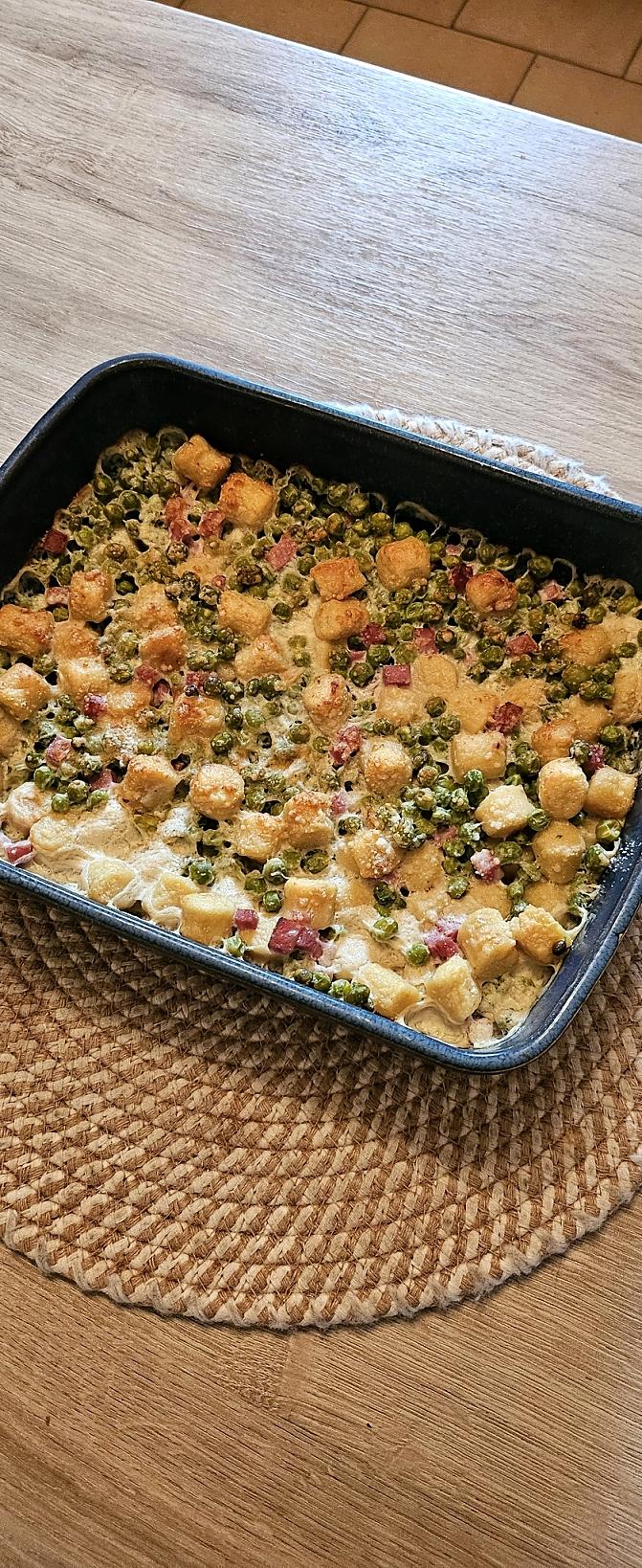recette Gratin de gnocchi aux petits pois
