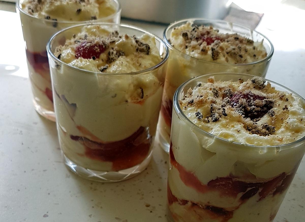recette Verrine fraises au mascarpone vanillé à la liqueur de framboises.