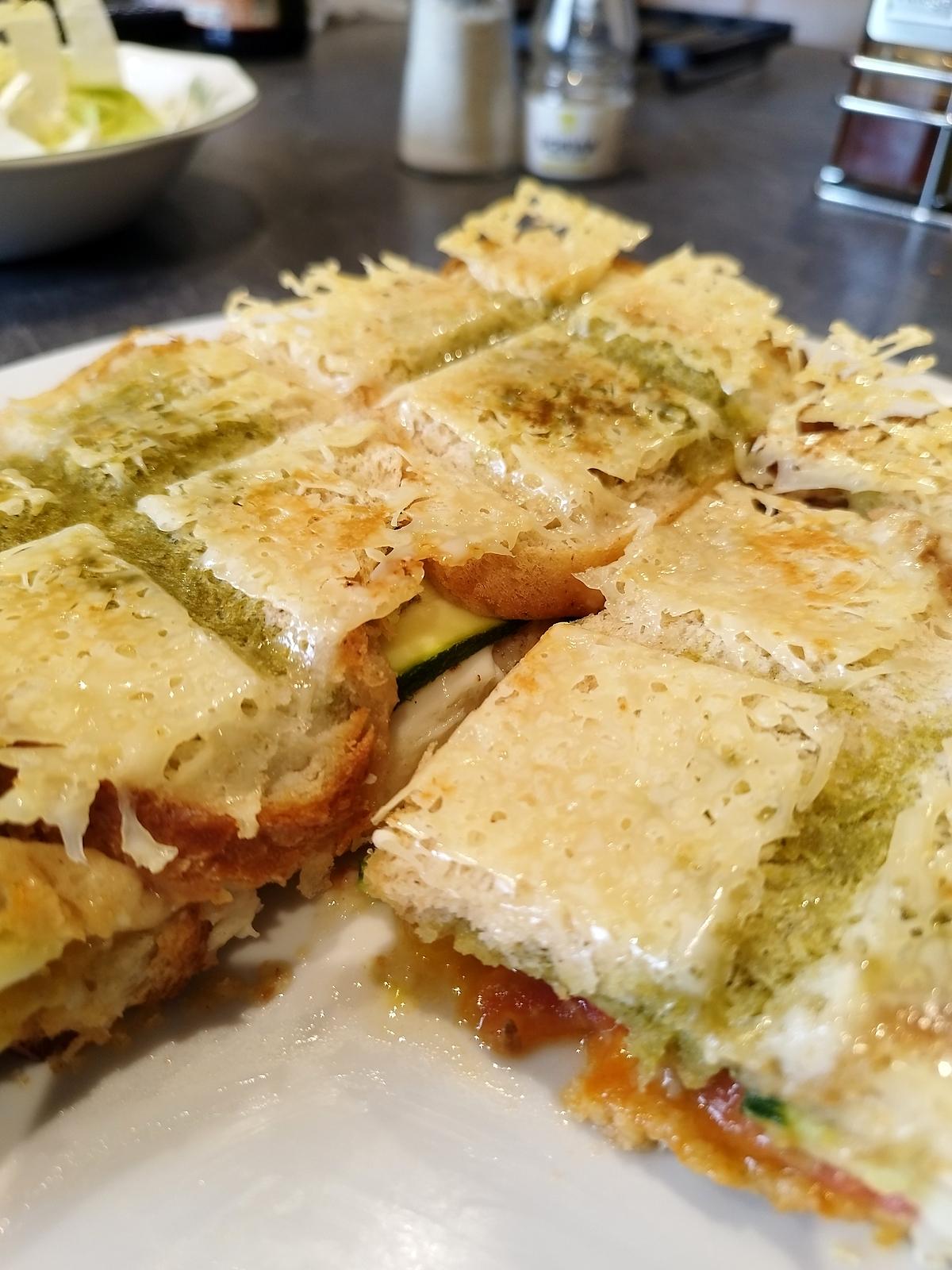 recette Croque pesto courgettes tomates mozzarella