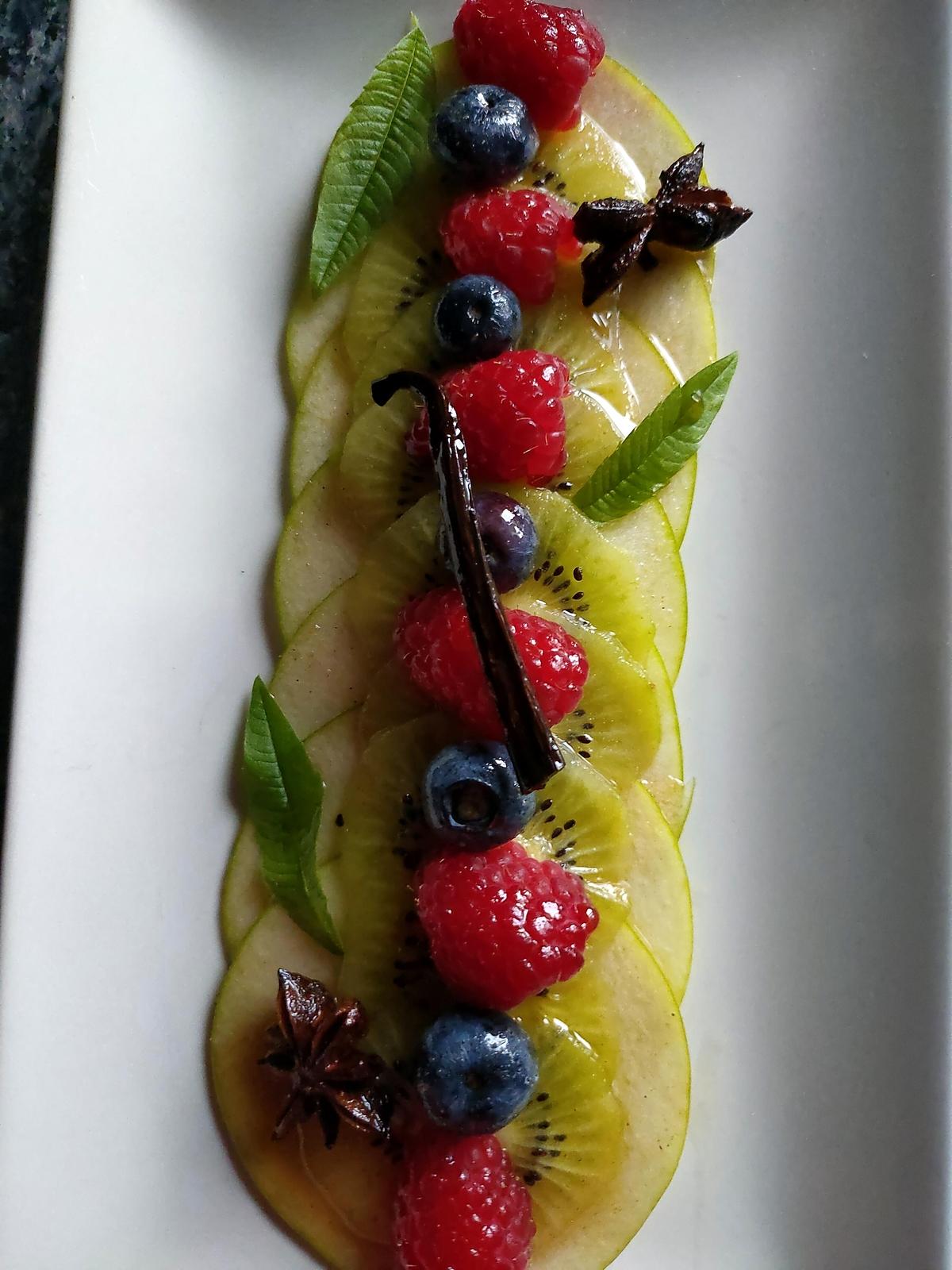 recette Carpaccio de fruits frais au sirop infusé aux épices