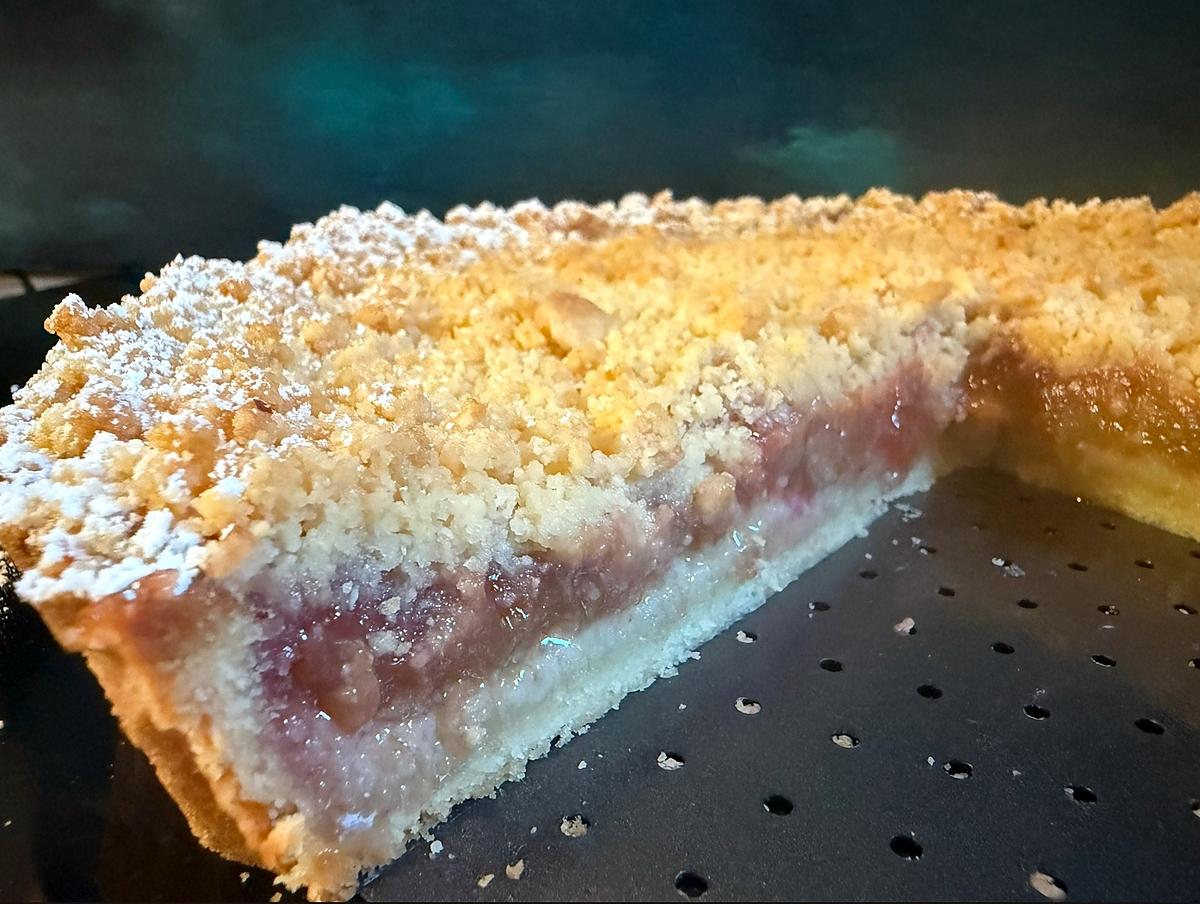 recette Tarte rhubarbe & fraise et crumble