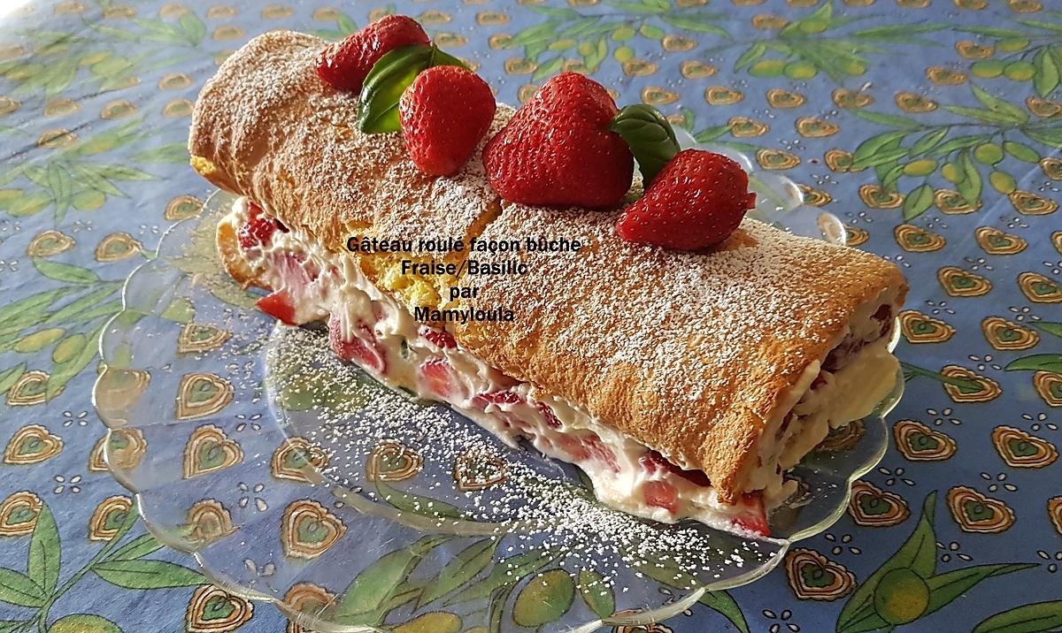 recette Gâteau roulé façon bûche Fraises/Basilic
