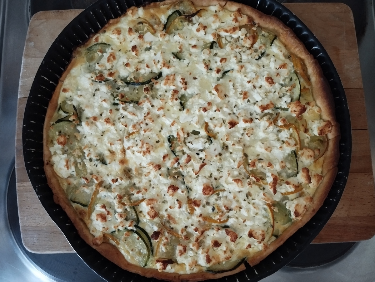 recette Tarte courgettes fêta origan