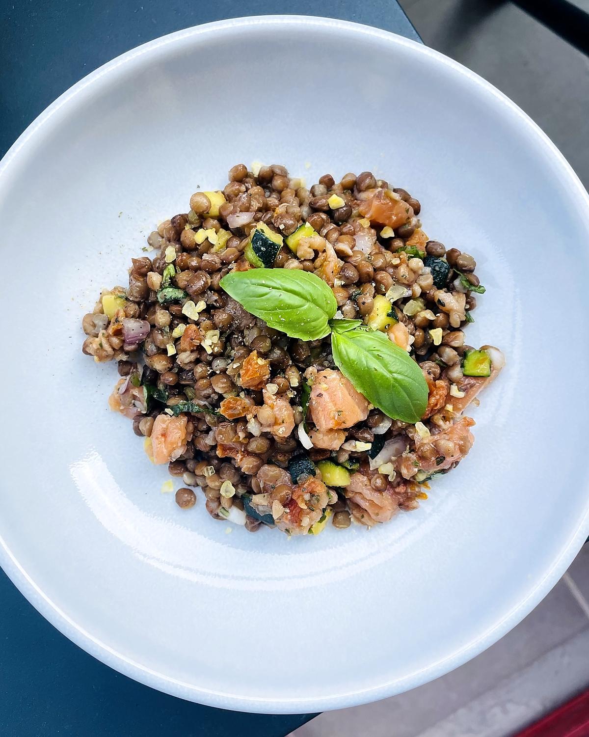 recette Salade de lentilles à la truite fumée