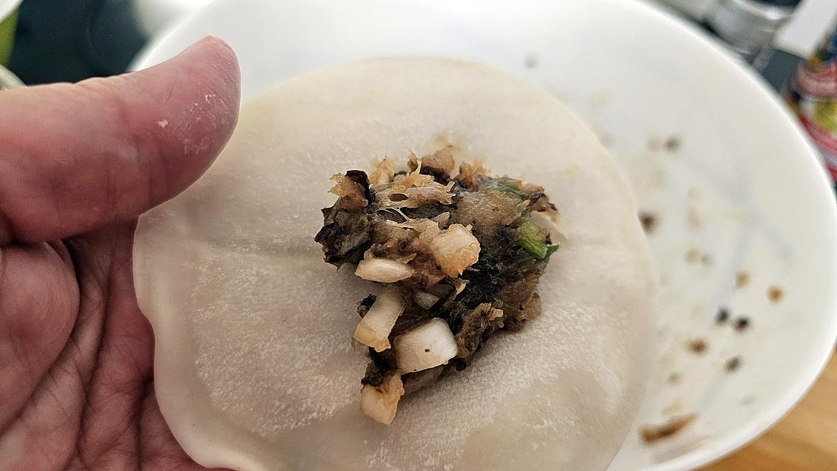recette Wonton au poulet , champignons noir et ciboule