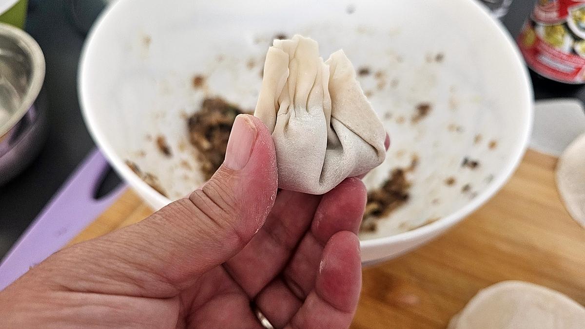 recette Wonton au poulet , champignons noir et ciboule
