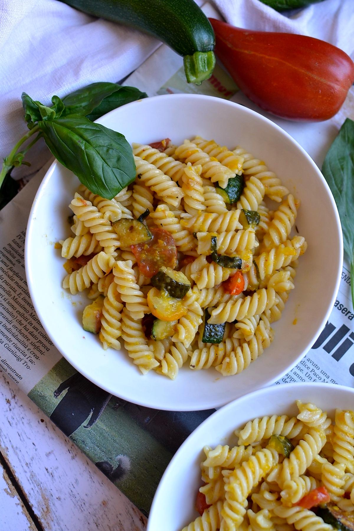 recette Pates courgette et tomates