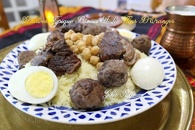 recette M'hawer bel z'har- Couscous de fêtes à l'agneau et fleur d'oranger- Terroir de Annaba