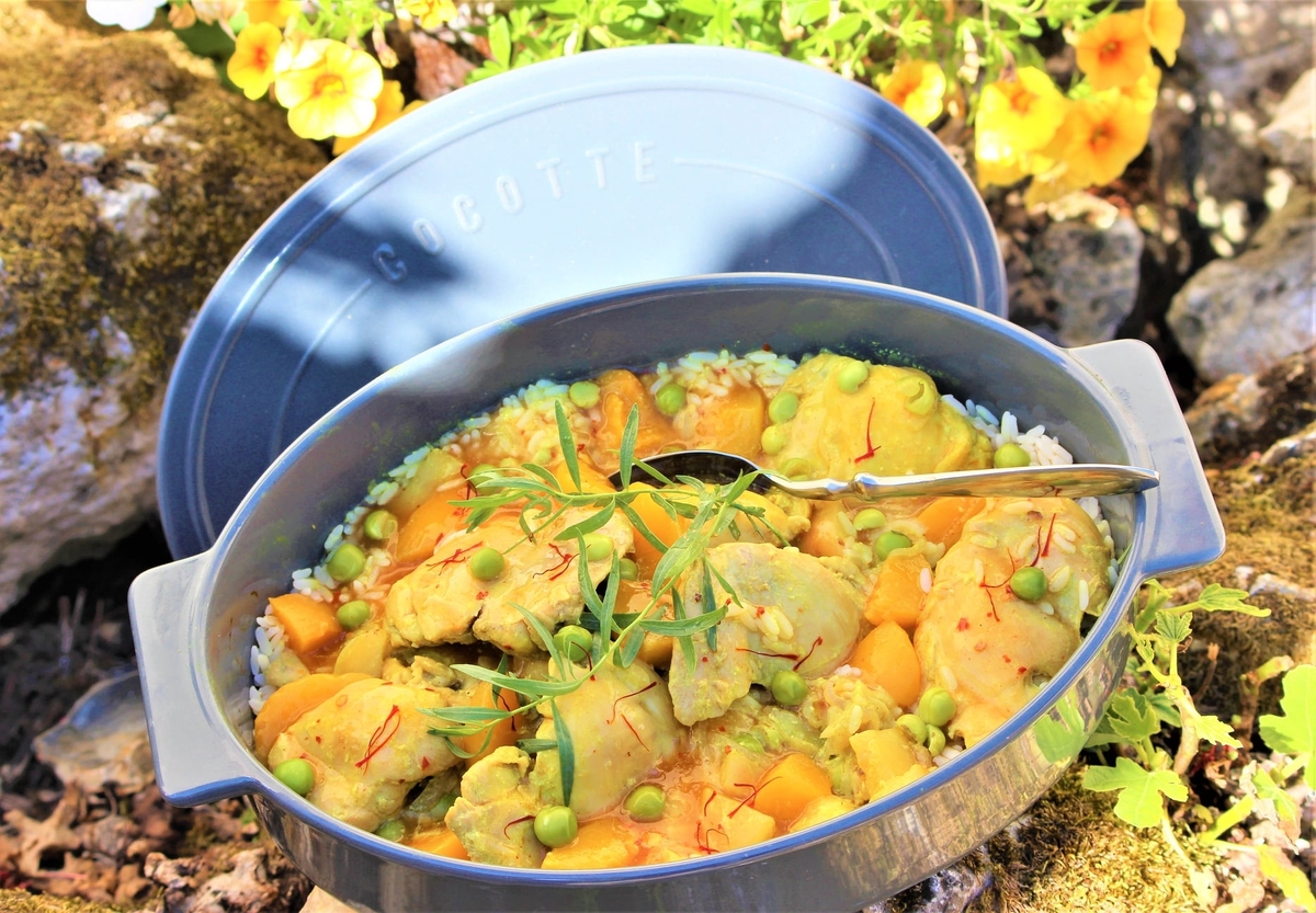 recette POULET AUX ABRICOTS et  PISTILS DE SAFRAN