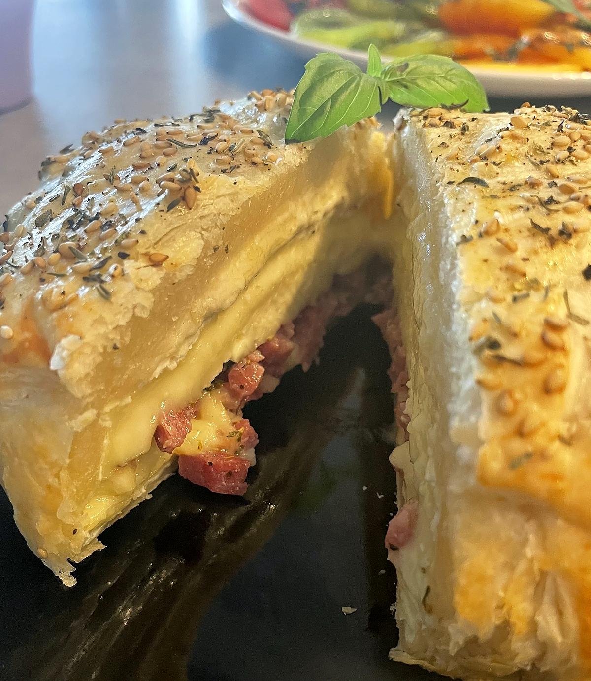 recette Camembert feuilleté aux petits lardons et miel