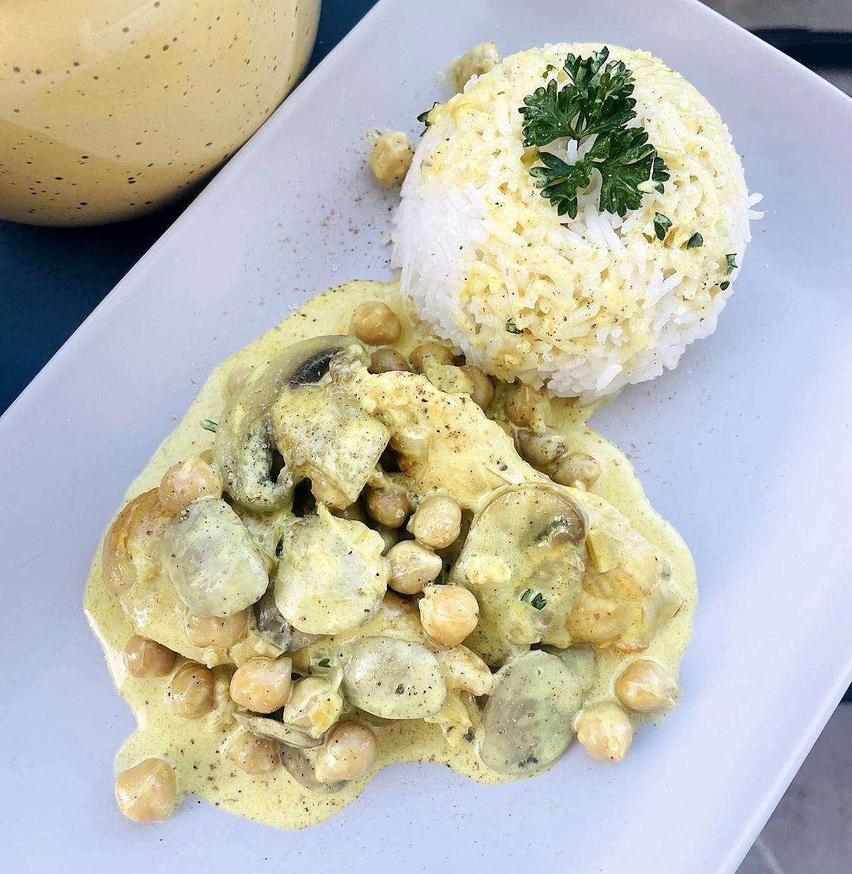 recette Poulet crémeux aux pois chiches